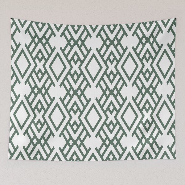 Item preview, Green White Geometric Striped Art Deco Pattern Pairs Coloro 2022 Popular Color Wavelite 069-43-12 designed and sold by ColorOfTheYears.