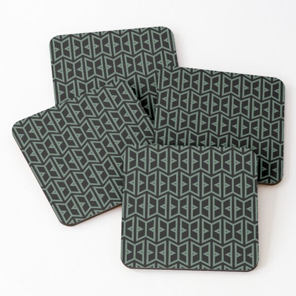 Item preview, Black and Green Simple Art Deco Shape Pattern Pairs Coloro 2022 Popular Color Wavelite 069-43-12 designed and sold by ColorOfTheYears.