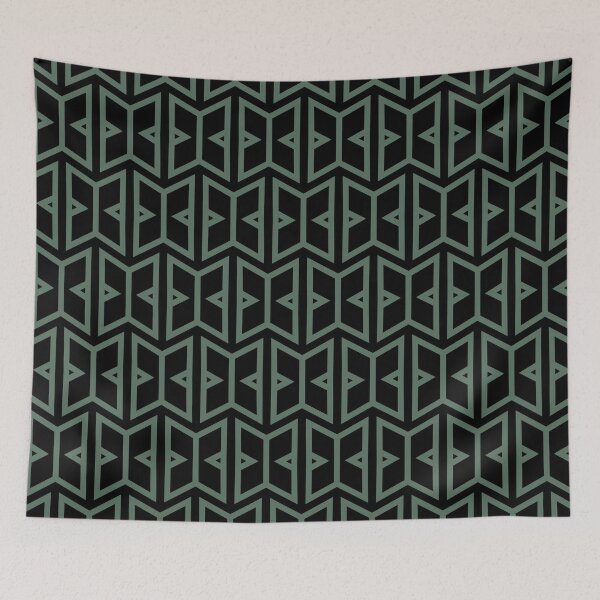 Item preview, Black and Green Simple Art Deco Shape Pattern Pairs Coloro 2022 Popular Color Wavelite 069-43-12 designed and sold by ColorOfTheYears.