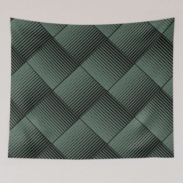 Item preview, Black and Green Square Mosaic Stripe Pattern Pairs Coloro 2022 Popular Color Wavelite 069-43-12 designed and sold by ColorOfTheYears.