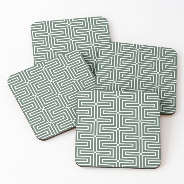 Item preview, Green and White Tessellation Line Pattern 3 Pairs Coloro 2022 Popular Color Wavelite 069-43-12 designed and sold by ColorOfTheYears.