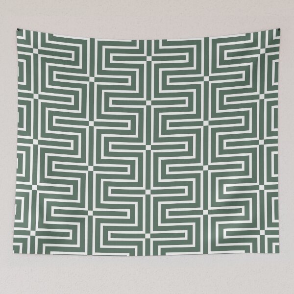 Item preview, Green and White Tessellation Line Pattern 3 Pairs Coloro 2022 Popular Color Wavelite 069-43-12 designed and sold by ColorOfTheYears.