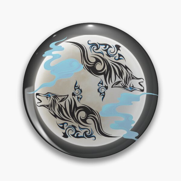 Item preview, Twin Mystical Black Wolf With Blue Eyes In The Moon designed and sold by Onewivnacher.