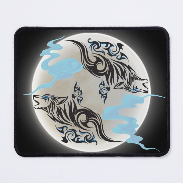 Item preview, Twin Mystical Black Wolf With Blue Eyes In The Moon designed and sold by Onewivnacher.