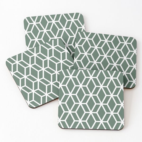 Item preview, Green and White Tessellation Line Pattern 16 Pairs Coloro 2022 Popular Color Wavelite 069-43-12 designed and sold by ColorOfTheYears.