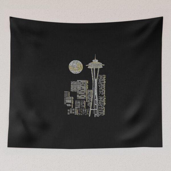 Artikelvorschau, Seattle-Skyline-wesentliches T-Shirt entworfen und verkauft von SARARODITI.