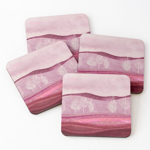 Item preview, Deep Pink and red Treed landscape art- stylized abstract designed and sold by Inktown.