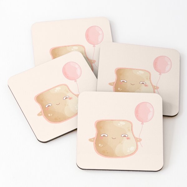 Item preview, Happy Kawaii Toast with Pink Balloon designed and sold by Paper Hearteu.