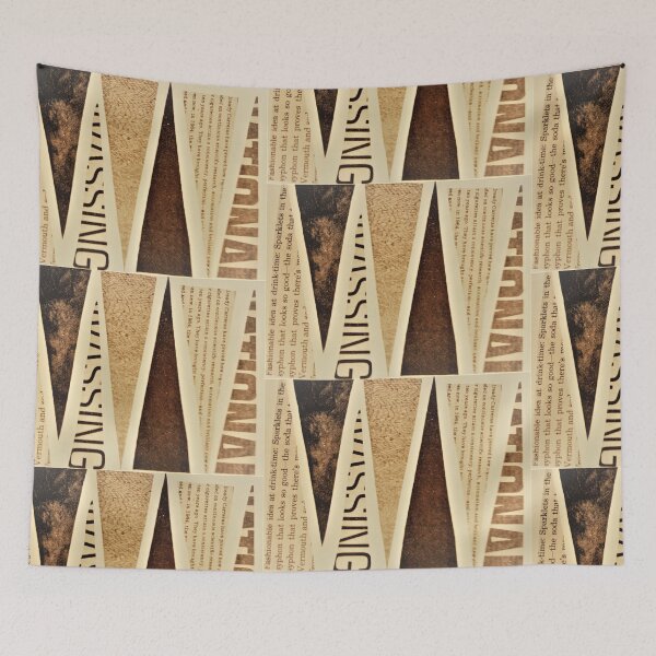 Item preview, newspaper collage,  mixed media collage, letters, text,  triangle, geometric pattern,  designed and sold by NessArtByEwa.