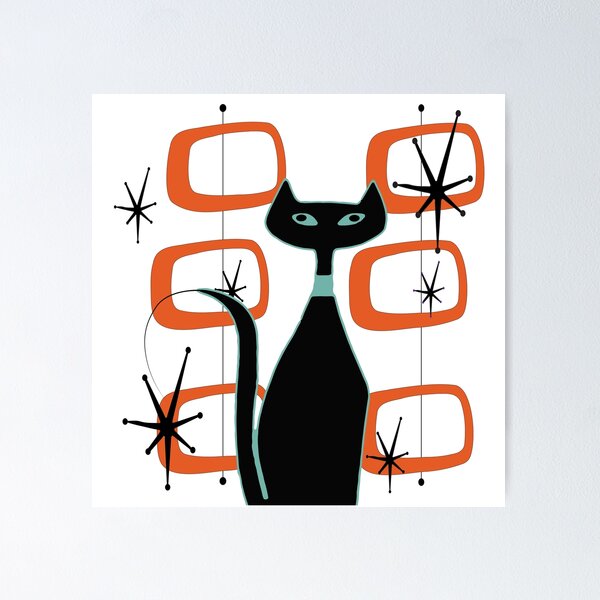 Item preview, Retro Cat Sitting in Front of MCM Artwork designed and sold by LisWilliams.