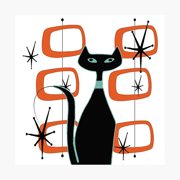 Item preview, Retro Cat Sitting in Front of MCM Artwork designed and sold by LisWilliams.