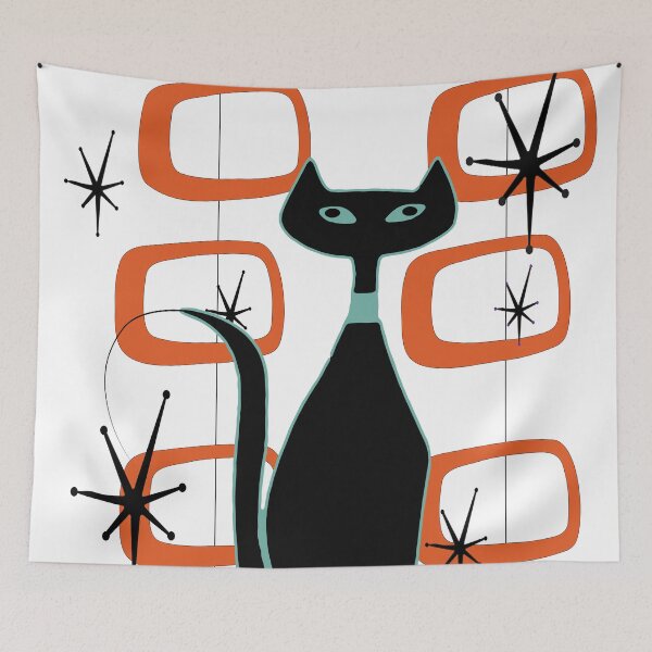 Item preview, Retro Cat Sitting in Front of MCM Artwork designed and sold by LisWilliams.