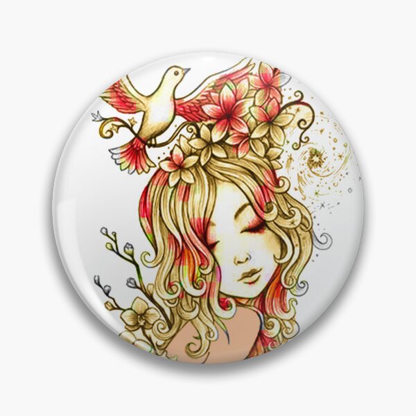 Item preview, girl bird flower crown portrait designed and sold by PMestore.