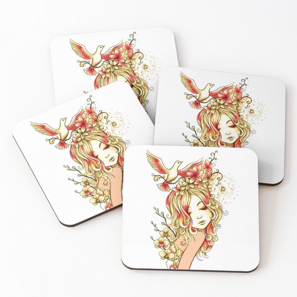 Item preview, girl bird flower crown portrait designed and sold by PMestore.