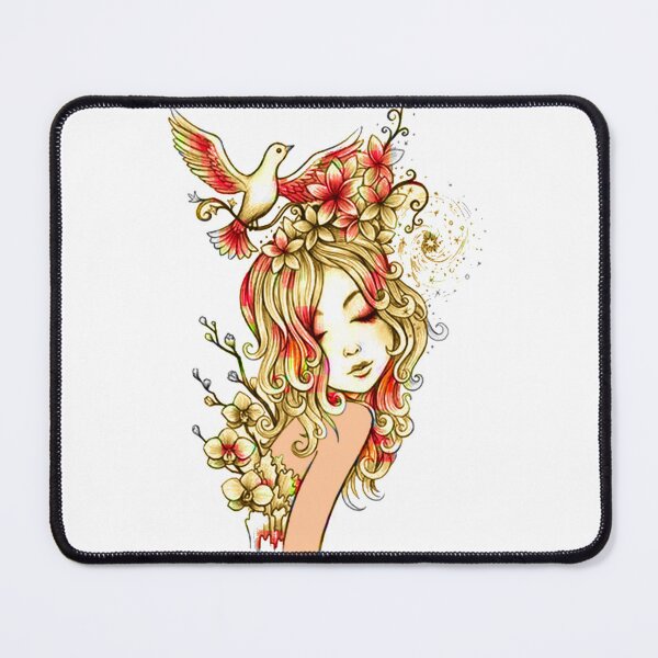 Item preview, girl bird flower crown portrait designed and sold by PMestore.