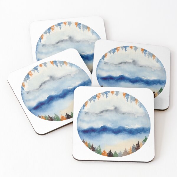 Item preview, Foggy Mountain Forest In Circle, Watercolor Landscape designed and sold by DaisyPaints.