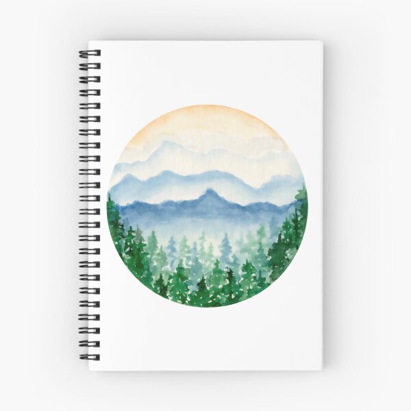 Item preview, Green Foggy Forest And Blue Cloudy Sky In Circle, Watercolor Landscape designed and sold by DaisyPaints.