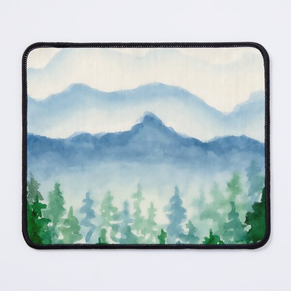 Item preview, Green Foggy Forest And Blue Cloudy Sky In Circle, Watercolor Landscape designed and sold by DaisyPaints.