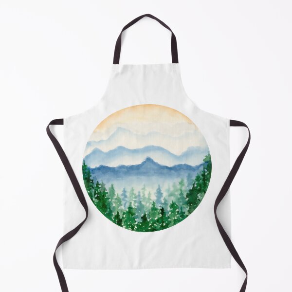 Item preview, Green Foggy Forest And Blue Cloudy Sky In Circle, Watercolor Landscape designed and sold by DaisyPaints.