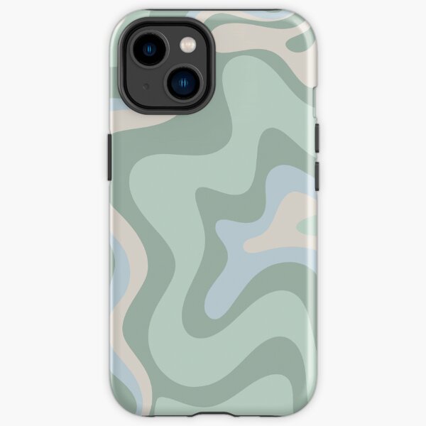 Retro Liquid Swirl Abstract Pattern Celadon Mint Green Baby Blue Beige iPhone Tough Case