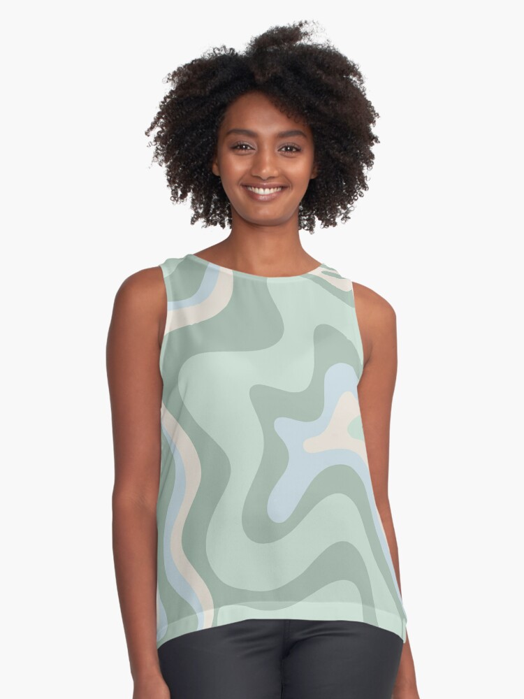 Retro Liquid Swirl Abstract Pattern Celadon Mint Green Baby Blue