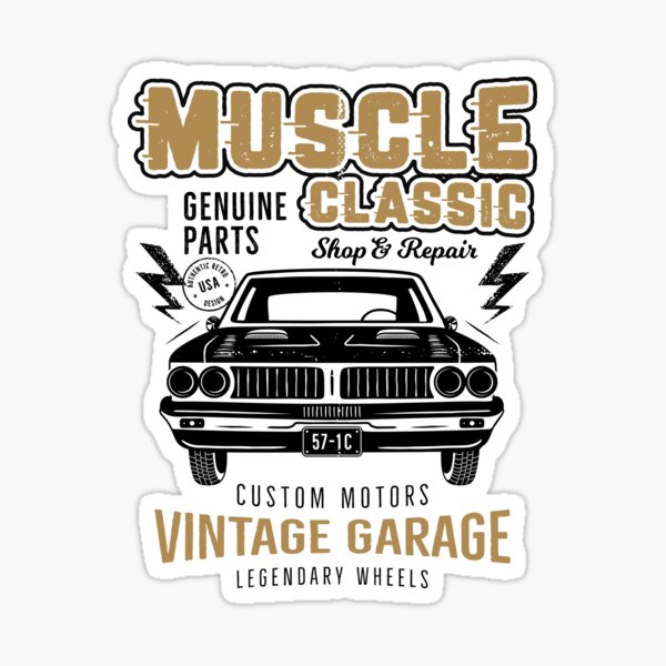 Muscle Classic Genuine Parts Custom Motors Vintage Garage Sticker