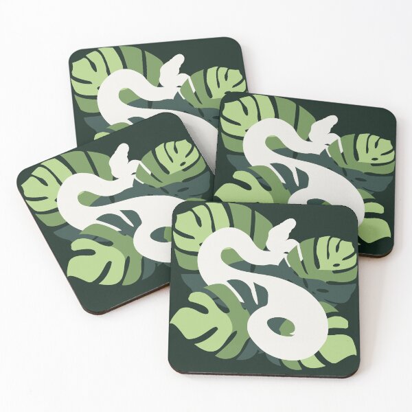 Item preview, Hike In The Forest in White Snake Green Colour Monstera Leaves designed and sold by Nerdynoods.
