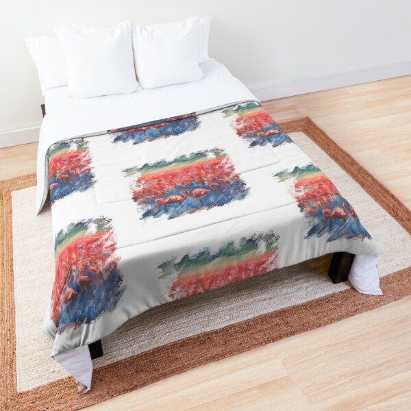 Valentine flamingos kissing Comforter