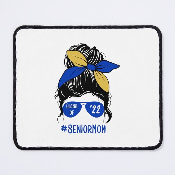 Item preview, Senior Mom Class of 22 Blue/Gold Messy Bun designed and sold by ItsaMomThingLLC.