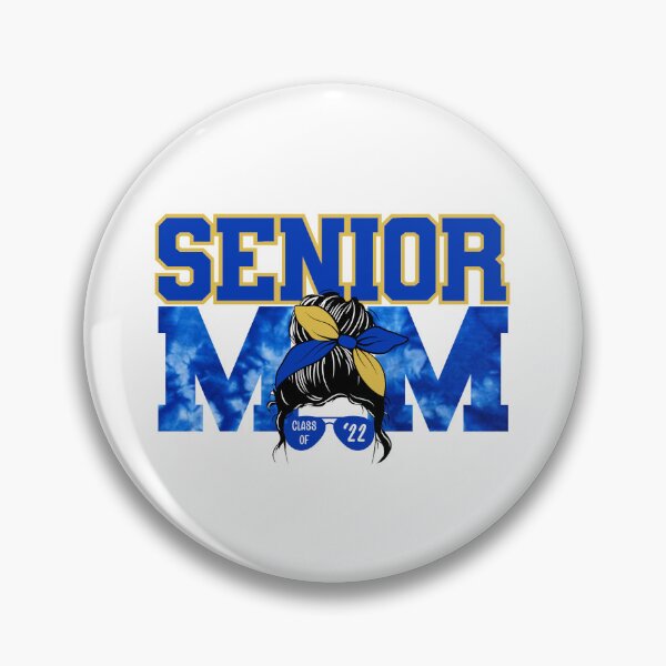 Item preview, Senior Mom Class of 22 Blue/Gold Tie Dye Messy Bun designed and sold by ItsaMomThingLLC.