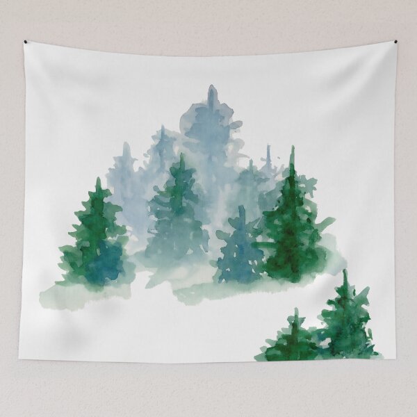 Item preview, Green Pine Forest Watercolor designed and sold by DaisyPaints.