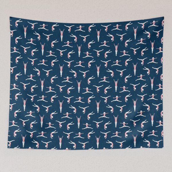 Item preview, gymnastics - gymnast - pink on dark blue designed and sold by littlearrow.
