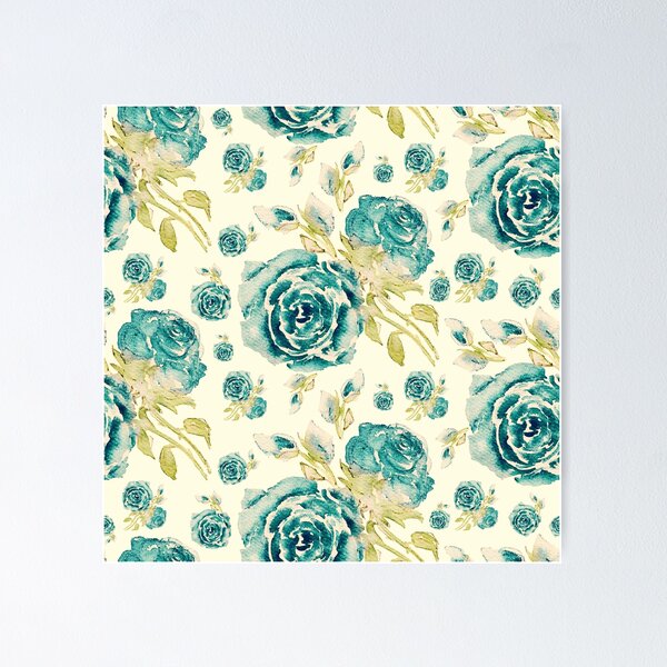 Item preview, Watercolor roses in teal designed and sold by Vera Plietker.