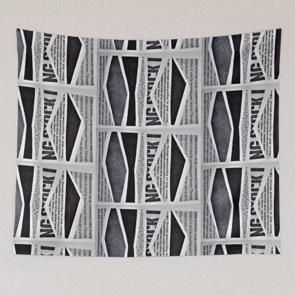 Item preview, newspaper collage,  letters, text, words, abcdef, subtitles, black and white design designed and sold by NessArtByEwa.
