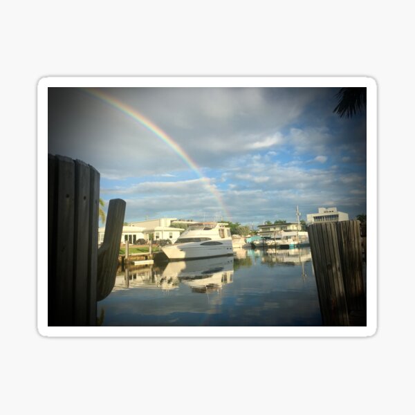 Rainbow over the canal Sticker
