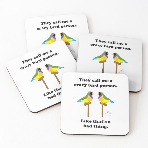 Item preview, Crazy Bird Person with Gouldian finches designed and sold by Laughing Parrot Studio.