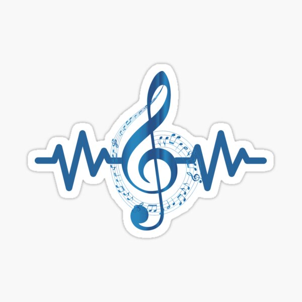 Music Feeds My Soul | Music Feeds My Soul For Music Lovers | Heartbeat Treble Clef Musical Note Merch Sticker