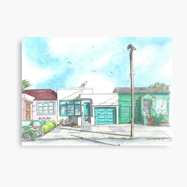 Little Houses in the Sunset Metal Print