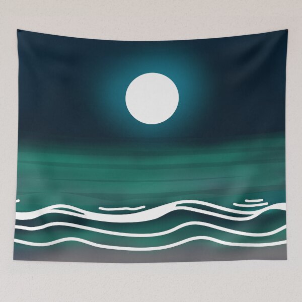 Item preview, Moonlight Night Ocean Illustration designed and sold by Preety Padhiyar.