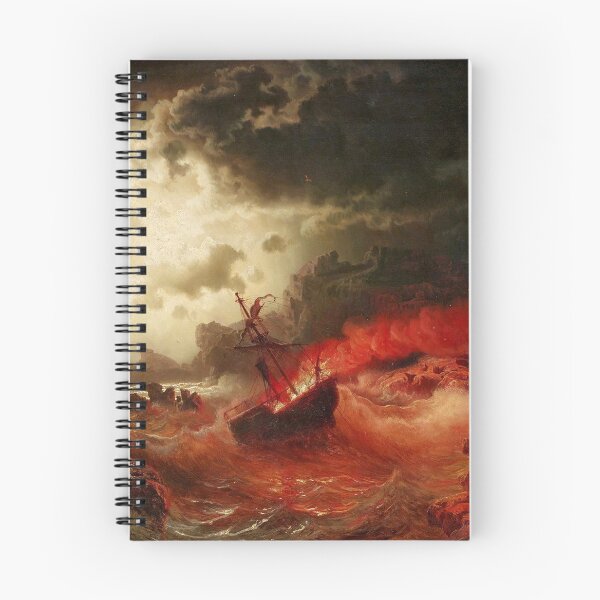 Item preview, Nocturnal Marine with Burning Ship (19th century) - Marcus Larson designed and sold by SALON DES ARTS.