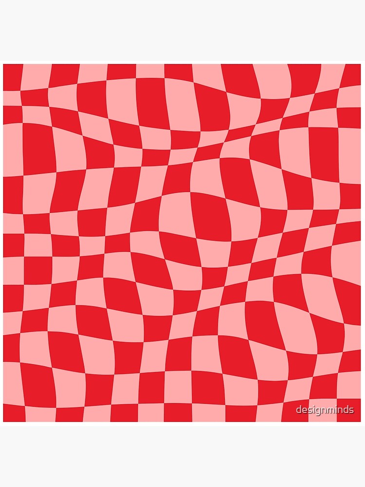 Warped Checkered Pattern (red/pink) Art Board Print