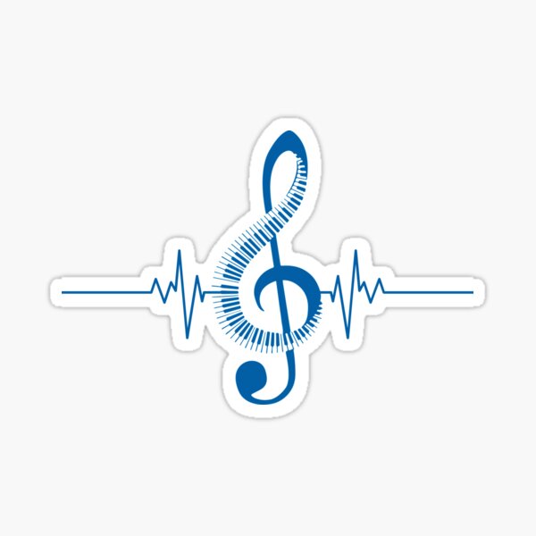 Music Feeds My Soul | Music Feeds My Soul For Music Lovers | Heartbeat Treble Clef Piano Merch Sticker
