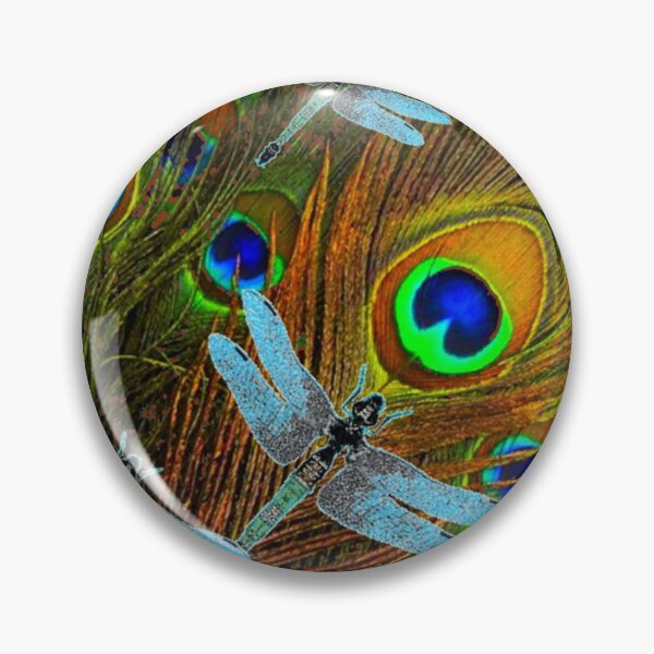Item preview,  BLUE DRAGONFLYS PEACOCK FEATHERS  PATTERN ART   designed and sold by sharlesart.