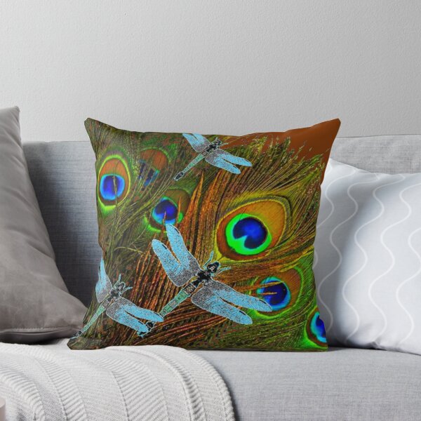 Item preview,  BLUE DRAGONFLYS PEACOCK FEATHERS  PATTERN ART   designed and sold by sharlesart.