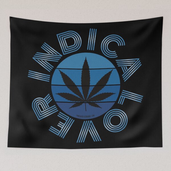 Item preview, Retro Vintage Sunset Blue Pot leaf-Indica lover designed and sold by YomeHayin.