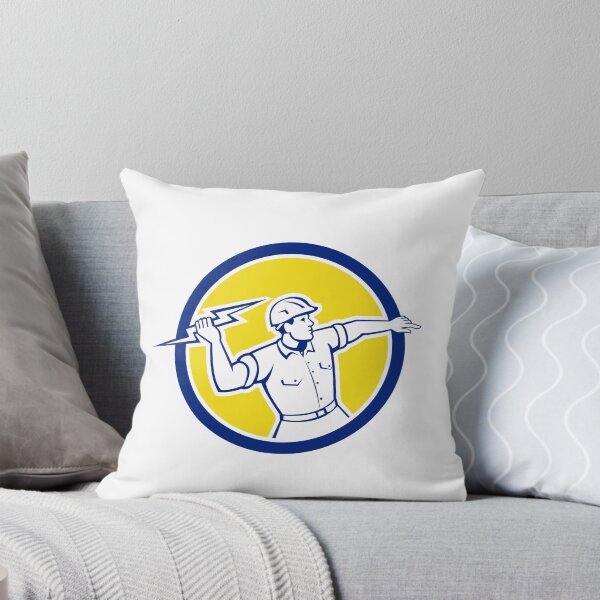 Item preview, Electrician Holding Lightning Bolt Circle Retro designed and sold by patrimonio.