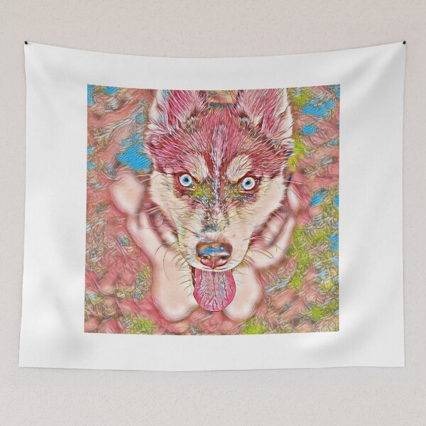 Item preview, A colourful watercolour husky print.  Husky Artwork designed and sold by Doggymadness.