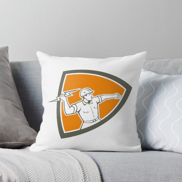 Item preview, Electrician Holding Lightning Bolt Shield Retro designed and sold by patrimonio.