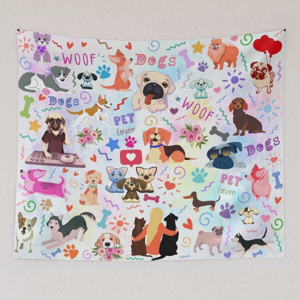Item preview, Colorful Dogs Seamless Pattern designed and sold by MoSaid.