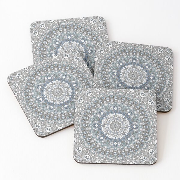 Item preview, Blue Gray and Teal Mandala designed and sold by Kelly Dietrich Mandala & Fractal Art.